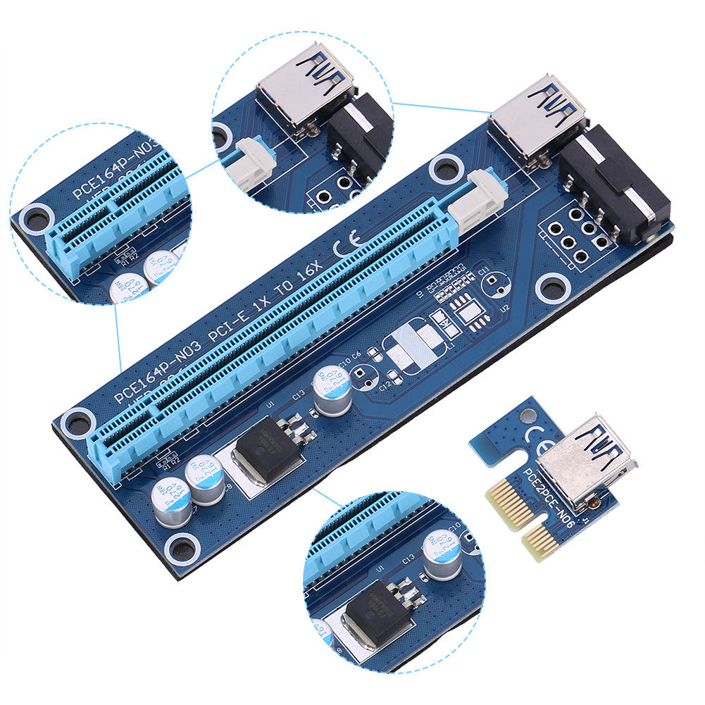 USB 3.0 PCI-E Express 1x to16x Extender Riser Board Card Adapter Cable CT