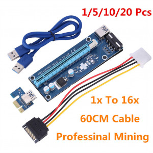 USB 3.0 PCI-E Express 1x to16x Extender Riser Board Card Adapter Cable CT